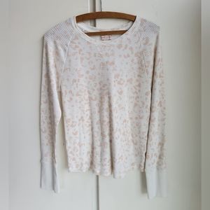 Knox Rose Thermal Top Womens Medium Crewneck Long-Sleeve Stretch Leopard Print